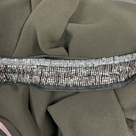 Forever 21 Olive Green Blouse with Cutout Back Beaded Detail, Size Small - Picture 6 of 6